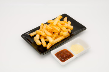 French fries on white back ground