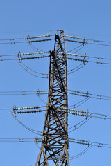 Transmission Tower on blue sky background