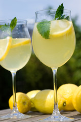 Cocktails with lemon slices