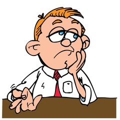 Bored cartoon man drumming his fingers