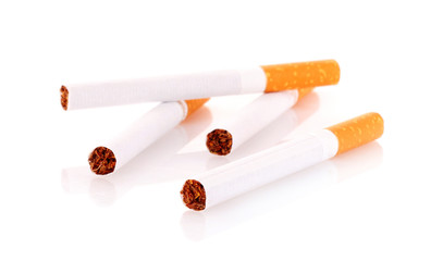 Many cigarettes isolated on white