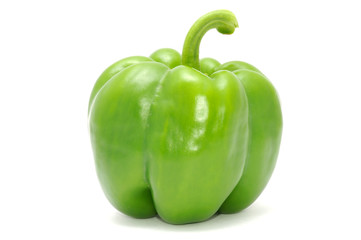 Green Bell Pepper Isolated on White Background