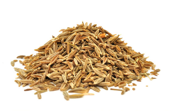Pile of Caraway Seeds Isolated on White Background