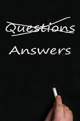 Questions and answers on black board