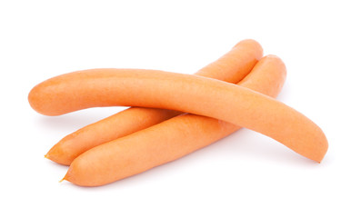 Frankfurter sausages, on a white background