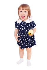little girl eating an apple