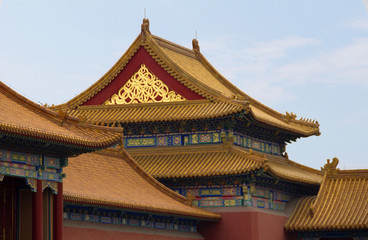Tile roofs in the Forbidden City, Beijing, China