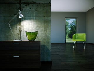 Wohndesign - grüner Stuhl - 32681097