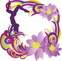 dancer and violet flowers vector