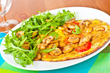 Tomato and mushroom omelette.