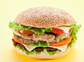 hamburger on yellow