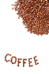 Coffe beans with written text out of beans