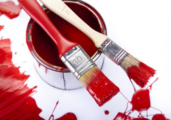 Paint, cans, brush