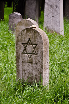 Lone Headstone On A Jewish Cemetary