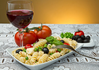 Pasta salad with mozzarella