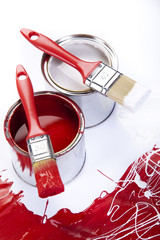 Paint, cans, brush