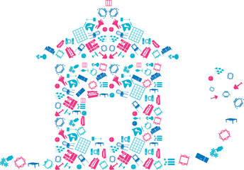 Home emblem icons set