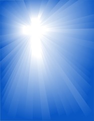 shining cross on the blue background