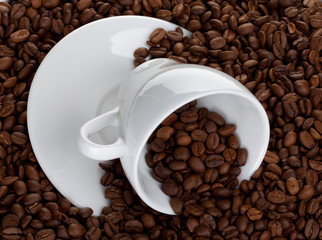 Coffee cup with beans