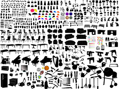 collection of household items - vector