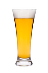 Beer in a glass, isolated, white background