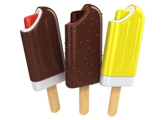 ice cream bar on a stick - three different flavors