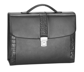 Men's leather crocodile briefcase