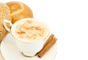 Cup of coffee and bagels