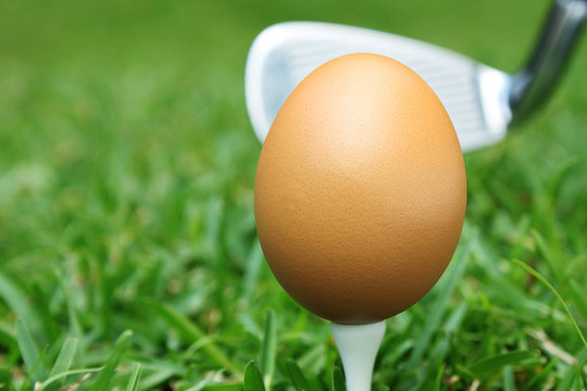 palo de golf con un huevo