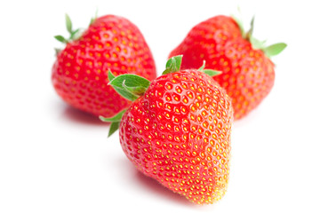 big juicy red ripe strawberries  isolated on white