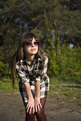 Portrait with beautiful young woman smiling