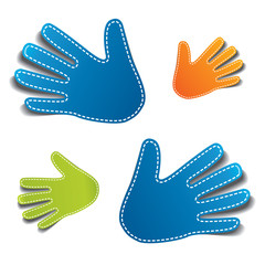 Hand shaped promotional vector stickers / tags