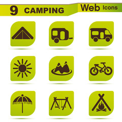 9 icône collection camping/vacances
