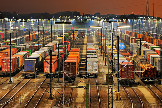 Rangierbahnhof Maschen bei Hamburg bei Nacht