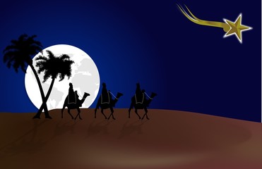 Background with the Three Kings and comet