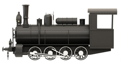 Naklejka premium Old steam train isolated on white background