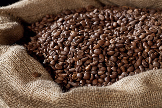 Coffee beans in sack