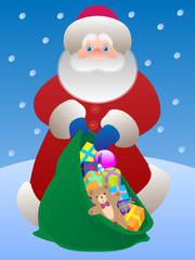 Father Christmas with a bag of gifts