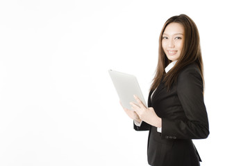 タブレットpcと女性社員