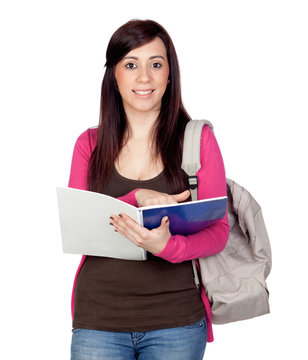 Student girl with a notebook