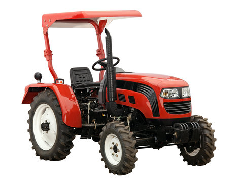 New red tractor isolated over white. With clipping path.