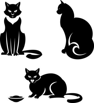 Vector black and white illustration – Cats