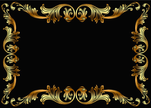 background frame with vegetable gold(en) pattern