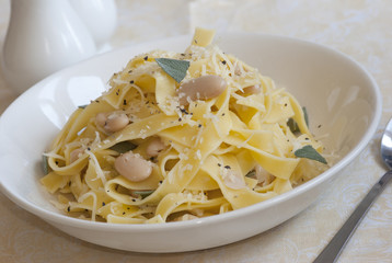 Fettuccine with cannellini beans