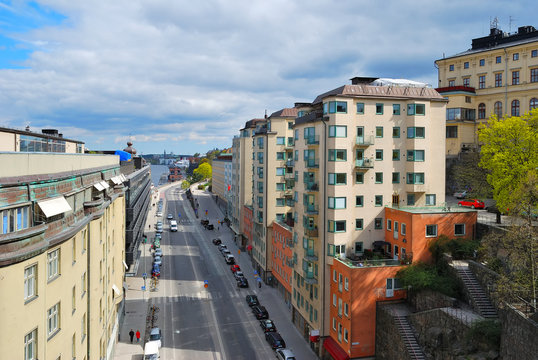 Stockholm, Sodermalm. Katarinavaggen street