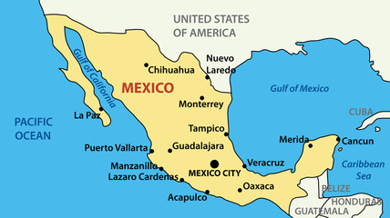 vector illustration - map of United Mexican States - 32722876