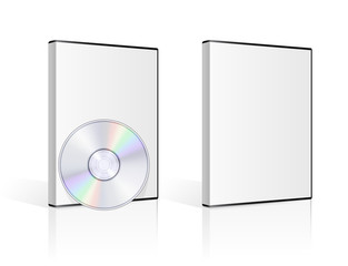 DVD case and disk on white background - obrazy, fototapety, plakaty