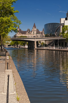 Rideau Canal and Convention Centre in Ottawa, Canada.