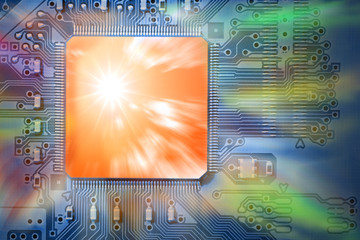 Concept Powerful, Fast CPU / Computer Processor Circuit Board