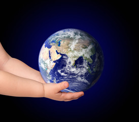 Little girl hold globe